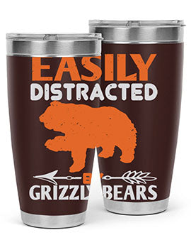 easily distracted by grizzly bears 10#- Bears- Tumbler