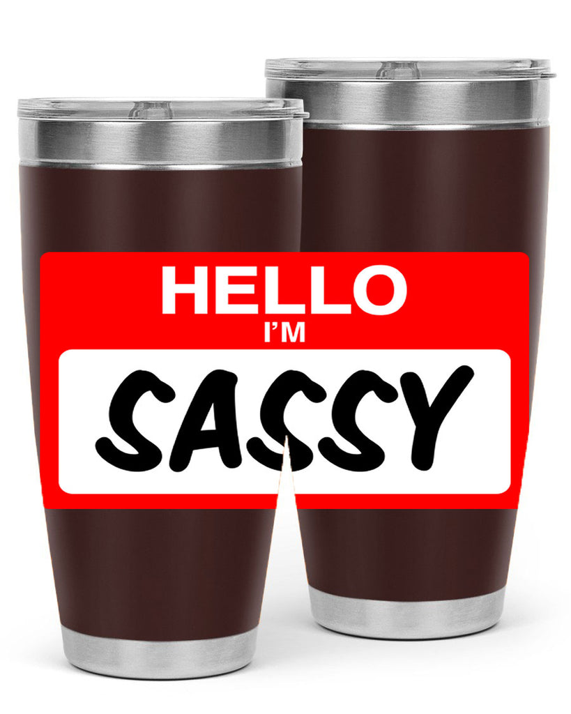 hello im sassy 129#- black words phrases- Cotton Tank