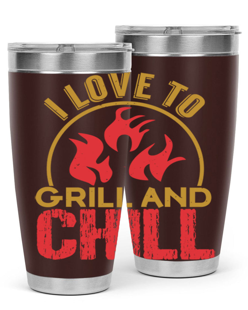 i love to grill and chill 38#- bbq- Tumbler