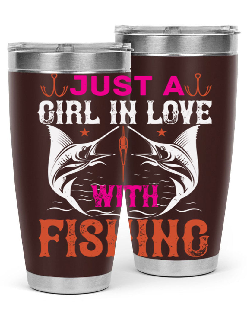 just a girl in love with fishing 73#- fishing- Tumbler