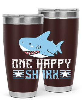 one happy shark Style 50#- shark  fish- Tumbler