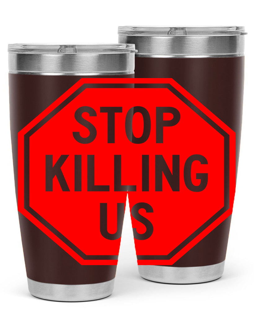 stop killing us 25#- black words phrases- Cotton Tank