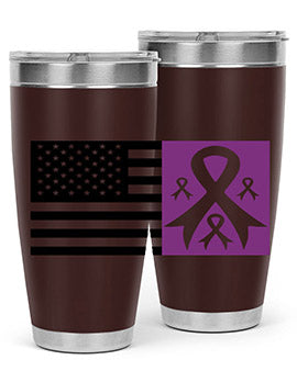 usa flag with alzheimers cancer 219#- alzheimers- Tumbler