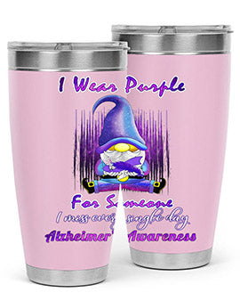 Alzheimers Awareness Products I Wear Purple Ribbon Gnome 22#- alzheimers- Tumbler