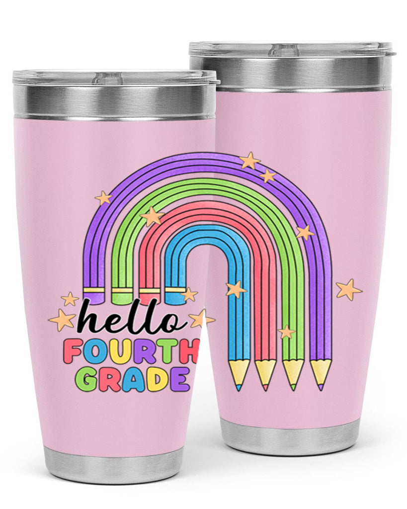 Hello 4th Grade Pencil Rainbow 12#- 4th  grade- Tumbler