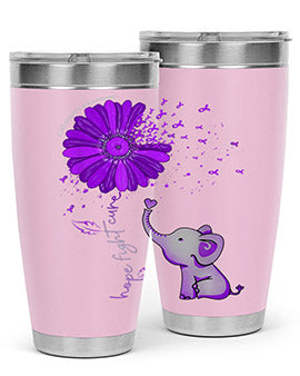 Hope Fight Cure Elephant Alzheimers Purple Ribbon 160#- alzheimers- Tumbler