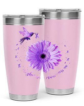 Hummingbird Sunflower Purple Ribbon Alzheimers Awareness 167#- alzheimers- Tumbler