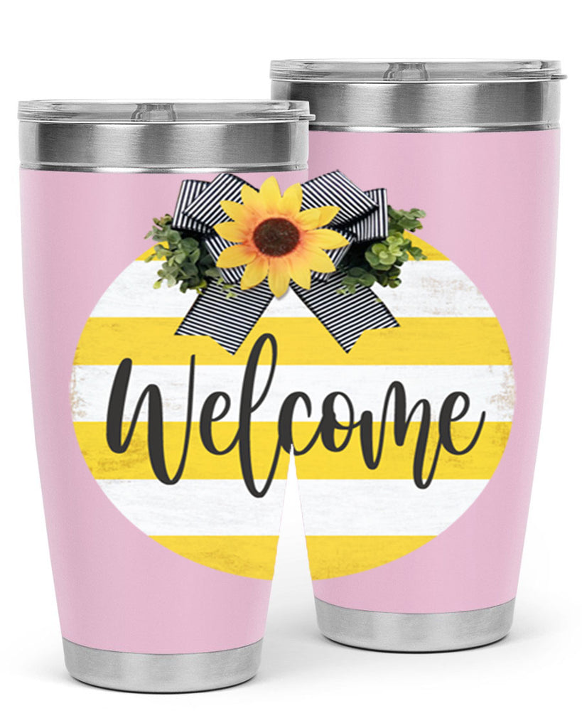 Welcome and Yellow strips Mockup564#- spring- Tumbler