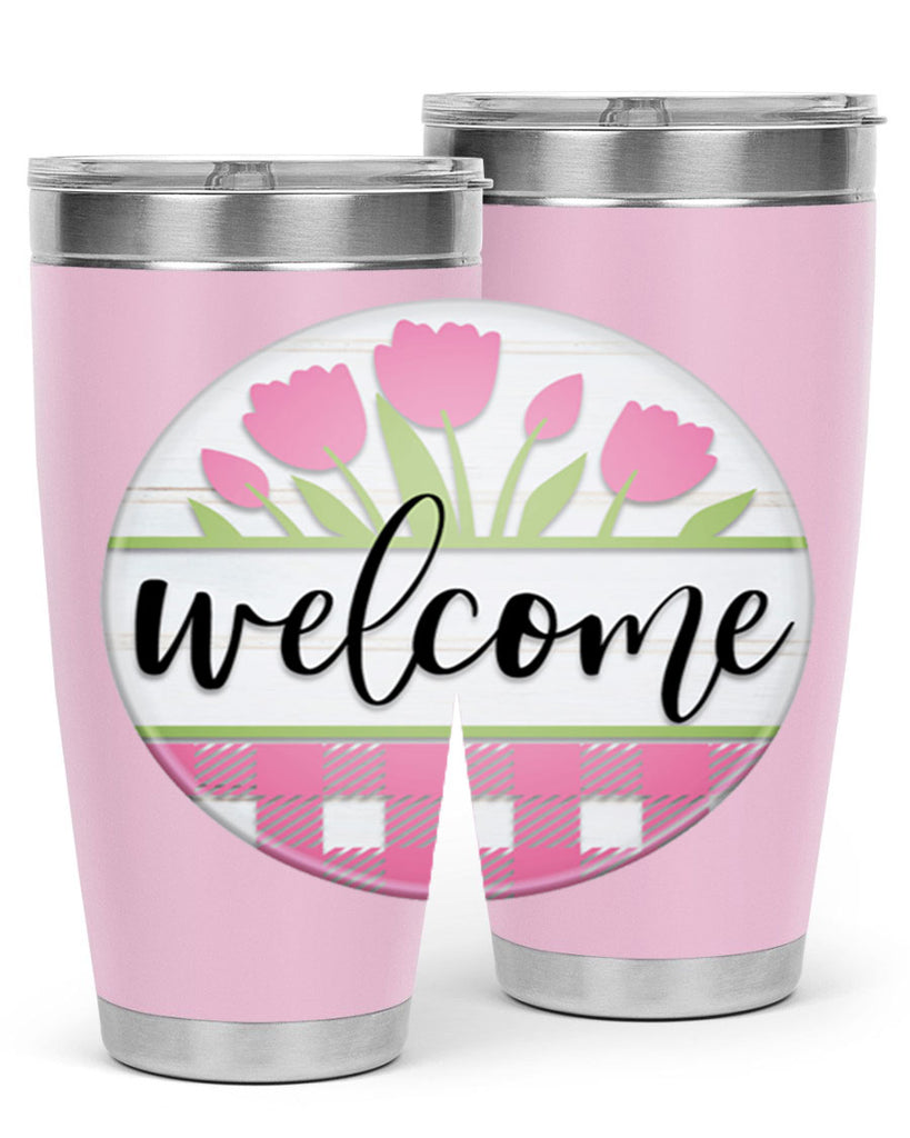 Welcome pink plaid Mockup574#- spring- Tumbler