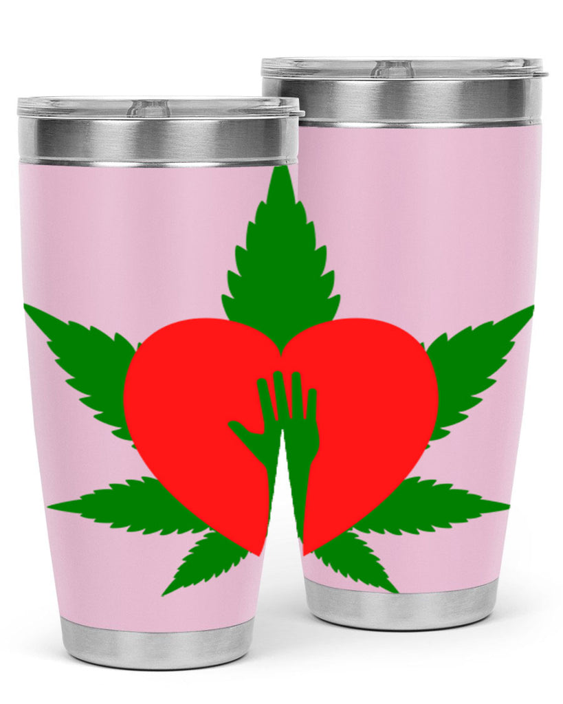 cannabis heart with hand 45#- marijuana- Tumbler