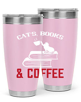 cats book and coffee Style 37#- cat- Tumbler