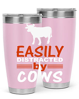 easily distracted by cows Style 4#- cow- Tumbler