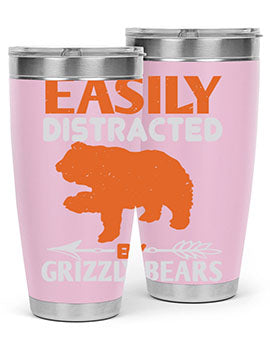 easily distracted by grizzly bears 10#- Bears- Tumbler