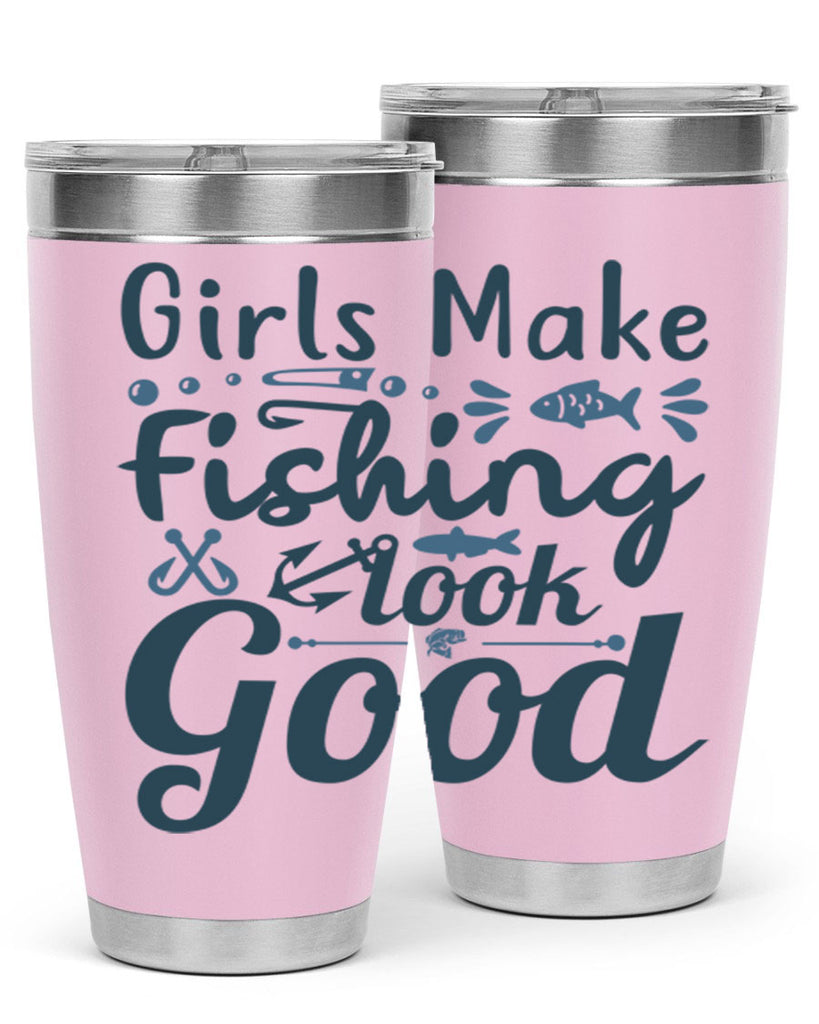 girl makes fishing 132#- fishing- Tumbler