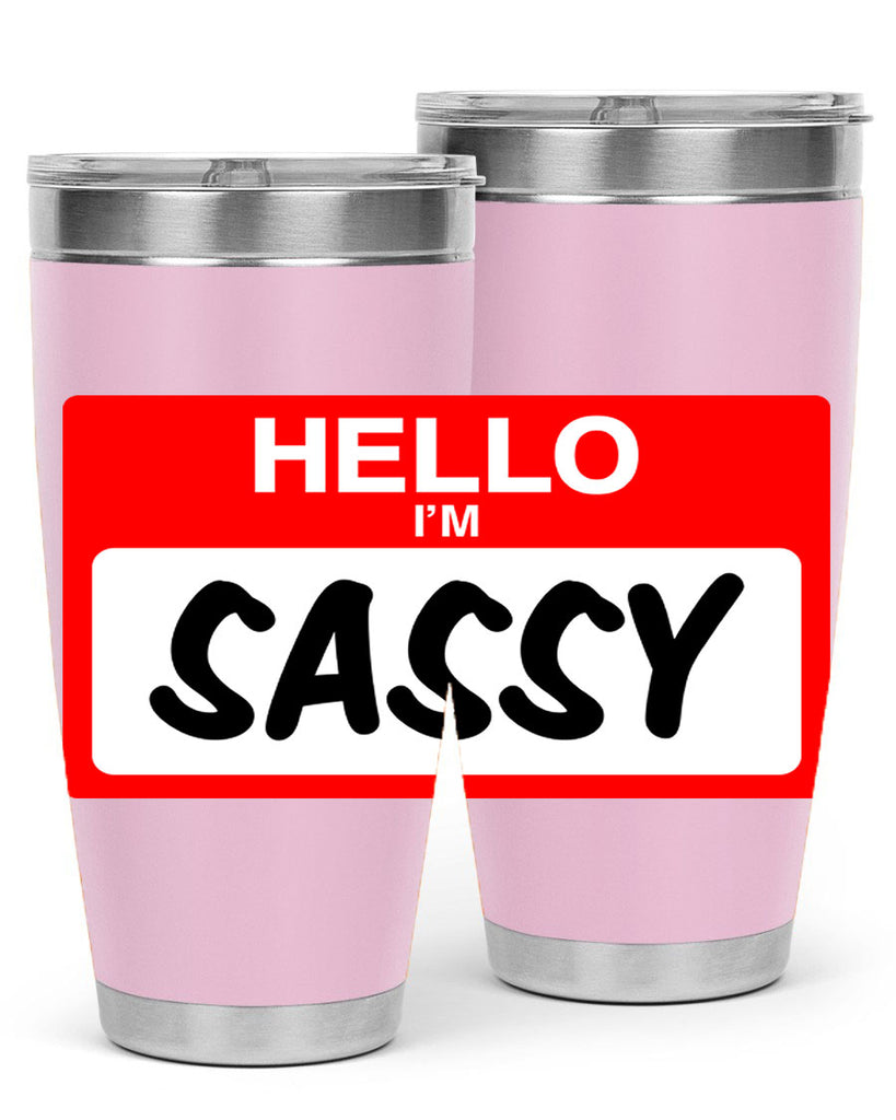 hello im sassy 129#- black words phrases- Cotton Tank