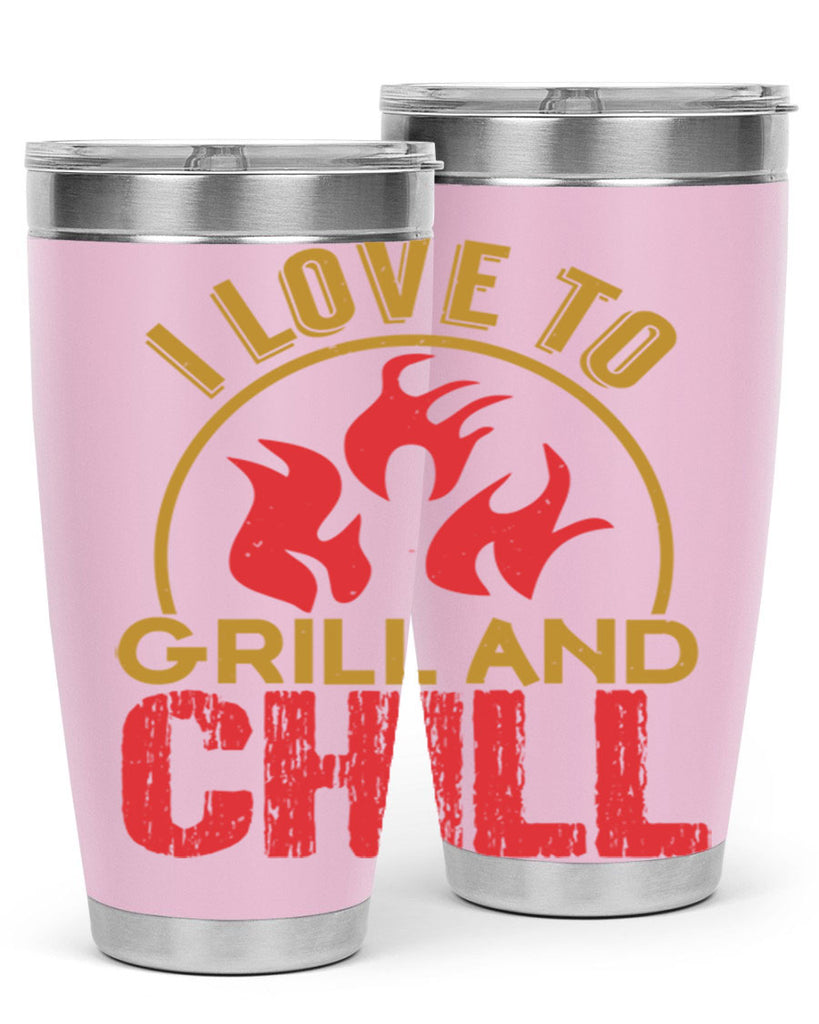 i love to grill and chill 38#- bbq- Tumbler