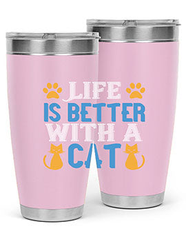 life is better with cat Style 64#- cat- Tumbler