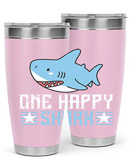 one happy shark Style 50#- shark  fish- Tumbler