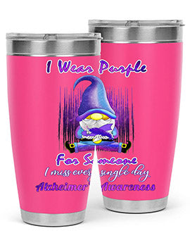 Alzheimers Awareness Products I Wear Purple Ribbon Gnome 22#- alzheimers- Tumbler