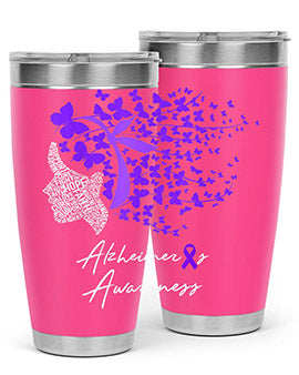 Alzheimers Awareness Shirt Alzheimers Purple Butterflies 23#- alzheimers- Tumbler