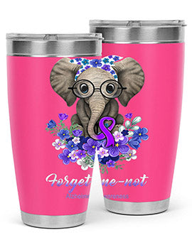 Forget me not Alzheimers Awareness Elephant Flower 150#- alzheimers- Tumbler