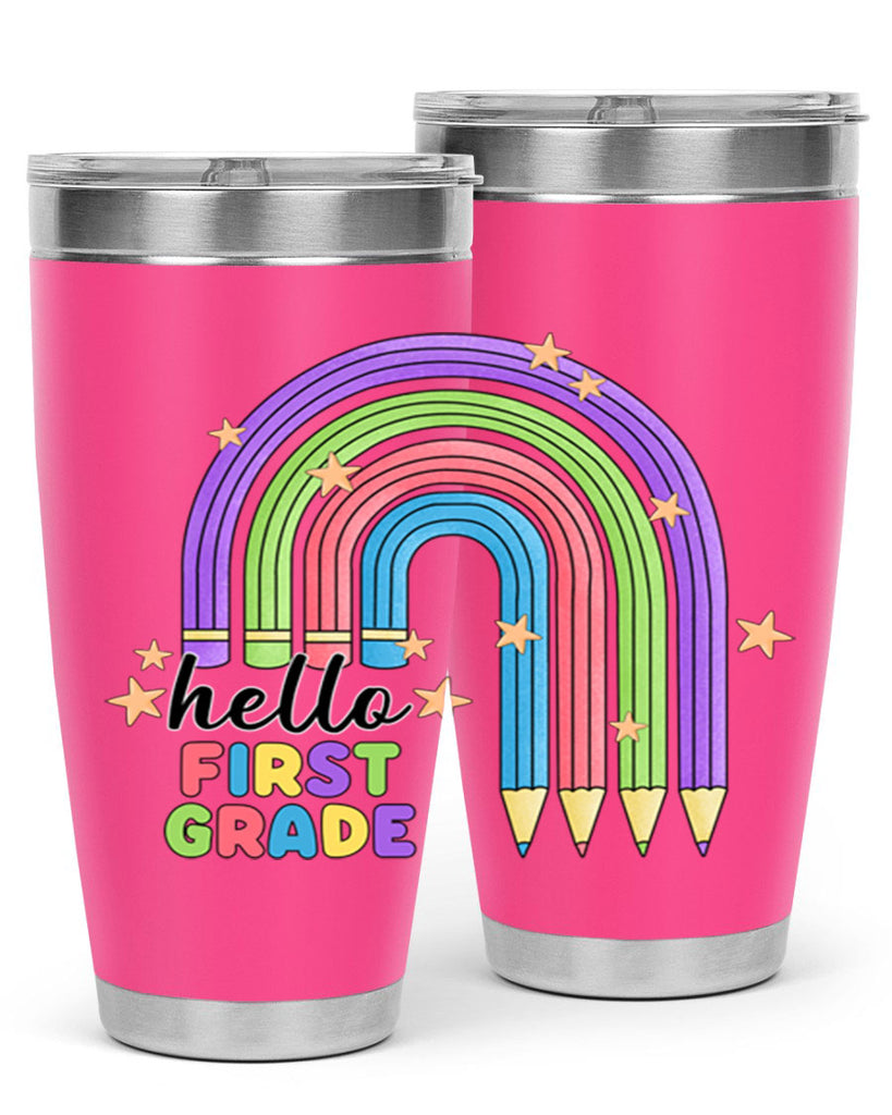 Hello 1st Grade Pencil Rainbow 14#- 1st grade- Tumbler