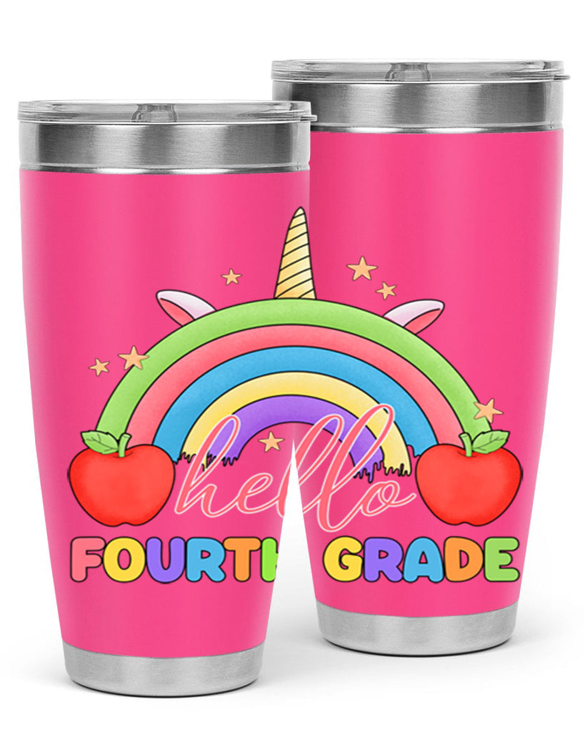 Hello 4th Grade Unicorn Rainbow 14#- 4th  grade- Tumbler