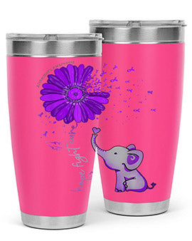 Hope Fight Cure Elephant Alzheimers Purple Ribbon 161#- alzheimers- Tumbler