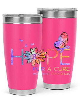 Hope For A Cure Alzheimer Awareness Flower 162#- alzheimers- Tumbler