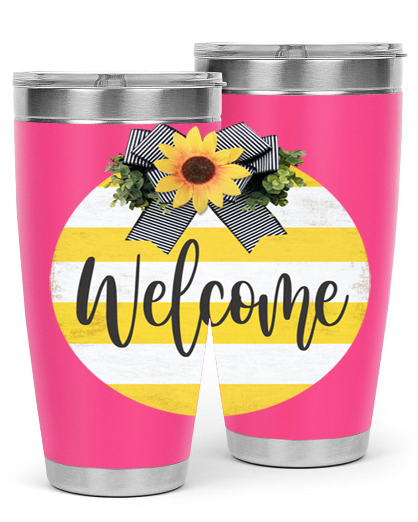 Welcome and Yellow strips Mockup564#- spring- Tumbler