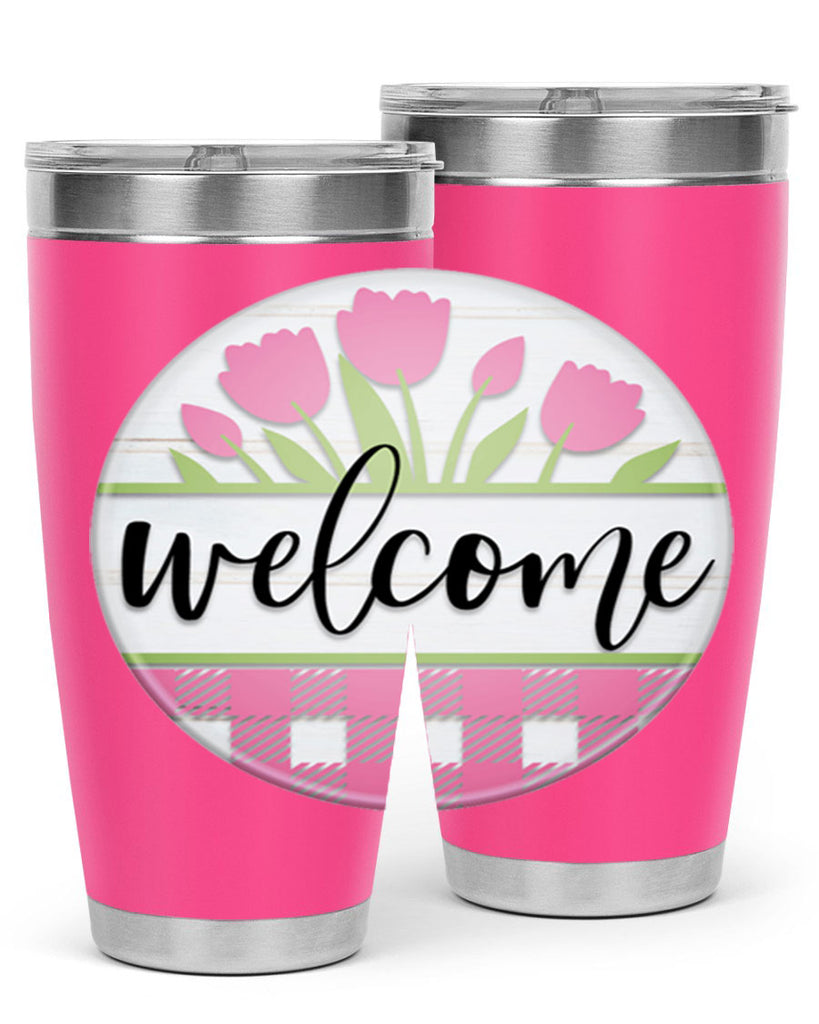 Welcome pink plaid Mockup574#- spring- Tumbler