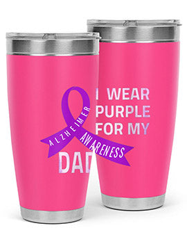 Womens I Wear Purple for My Dad Alzheimers Disease Awareness VNeck 221#- alzheimers- Cotton Tank