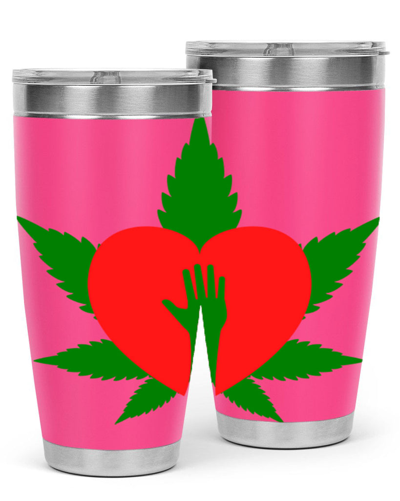 cannabis heart with hand 45#- marijuana- Tumbler