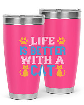 life is better with cat Style 64#- cat- Tumbler