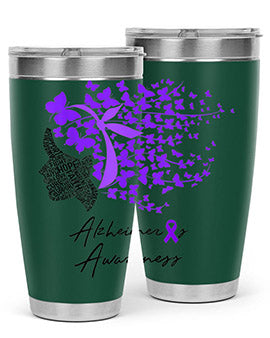 Alzheimers Awareness Shirt Alzheimers Purple Butterflies 24#- alzheimers- Tumbler