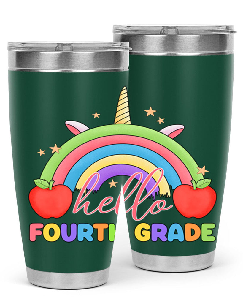 Hello 4th Grade Unicorn Rainbow 14#- 4th  grade- Tumbler