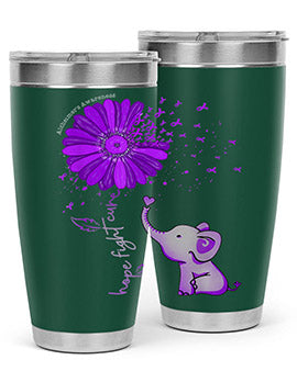 Hope Fight Cure Elephant Alzheimers Purple Ribbon 160#- alzheimers- Tumbler