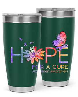 Hope For A Cure Alzheimer Awareness Flower 162#- alzheimers- Tumbler