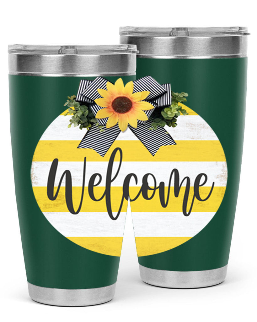 Welcome and Yellow strips Mockup564#- spring- Tumbler
