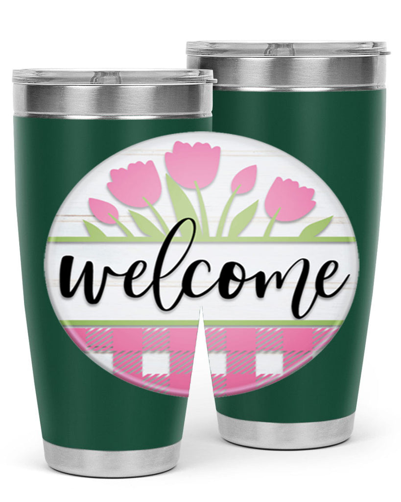 Welcome pink plaid Mockup574#- spring- Tumbler