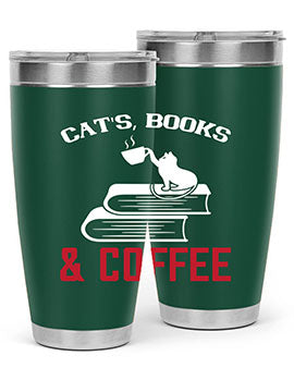 cats book and coffee Style 37#- cat- Tumbler
