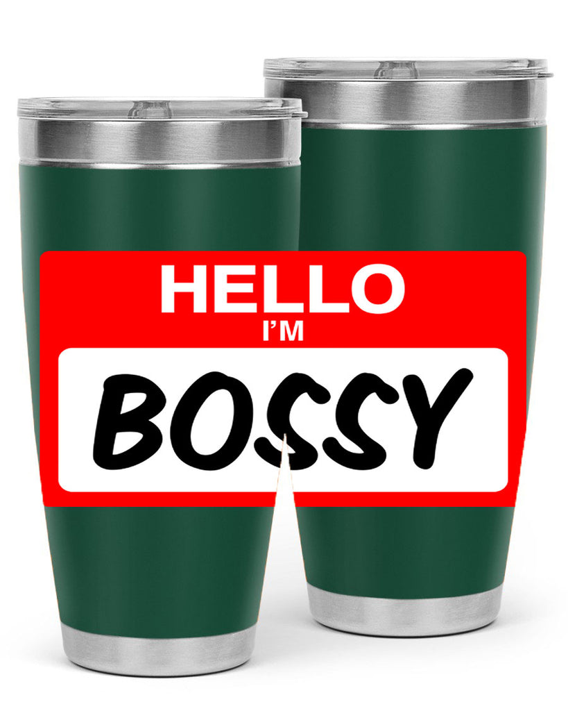 hello im bossy 132#- black words phrases- Cotton Tank