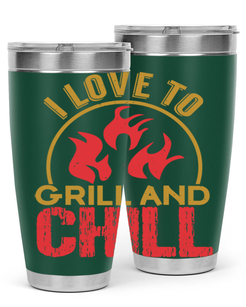 i love to grill and chill 38#- bbq- Tumbler