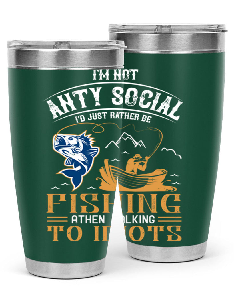 im not anty social 85#- fishing- Tumbler