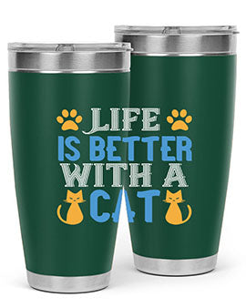 life is better with cat Style 64#- cat- Tumbler