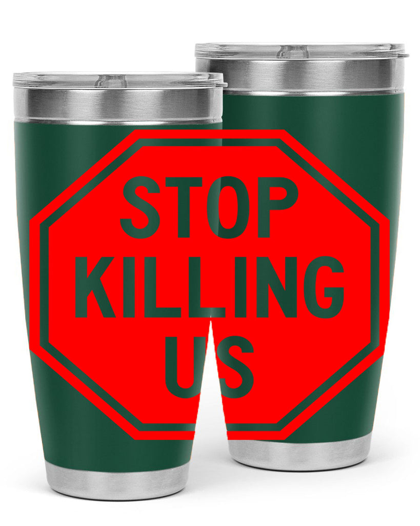 stop killing us 25#- black words phrases- Cotton Tank