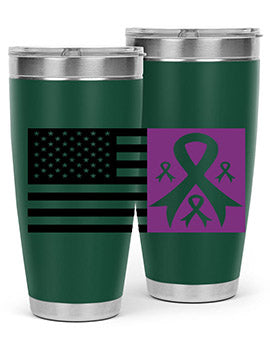 usa flag with alzheimers cancer 219#- alzheimers- Tumbler