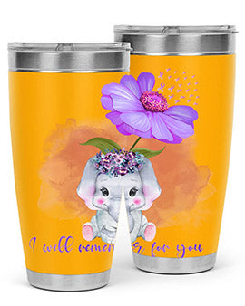 Elephan Sunflower AlzheimerS Awareness 131#- alzheimers- Tumbler