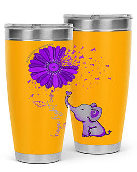 Hope Fight Cure Elephant Alzheimers Purple Ribbon 161#- alzheimers- Tumbler