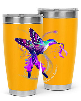 Hummingbird Holding Purple Ribbon Alzheimers Awareness 166#- alzheimers- Tumbler